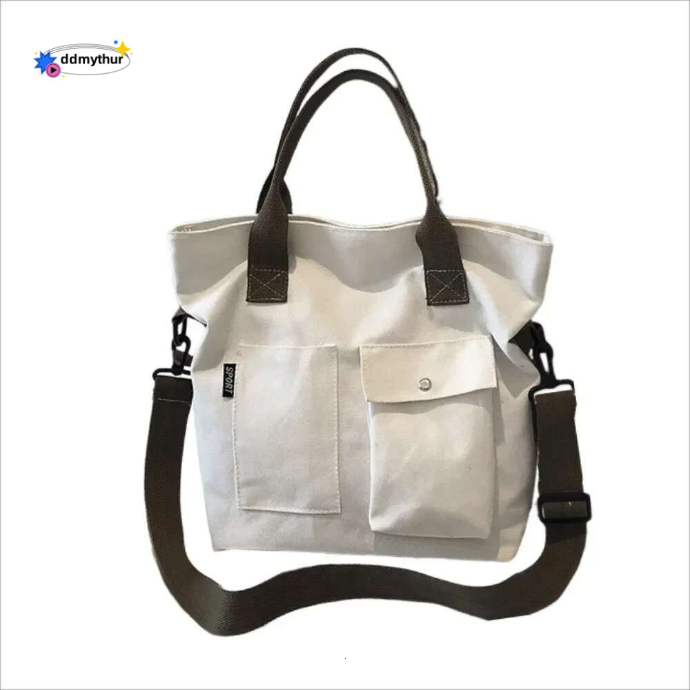 Fashion Canvas Bags students Handbag Shoulder Large Capacity Solid Color Totes Shopper Casual Female Cross Body Bag 2024 ddmythur