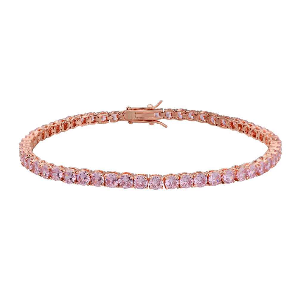 Hot Sell 3mm 4mm 5mm Brass Silver White Gold Plated Iced Out Cubic Zircon Moissanite Diamond Tennis Bracelet