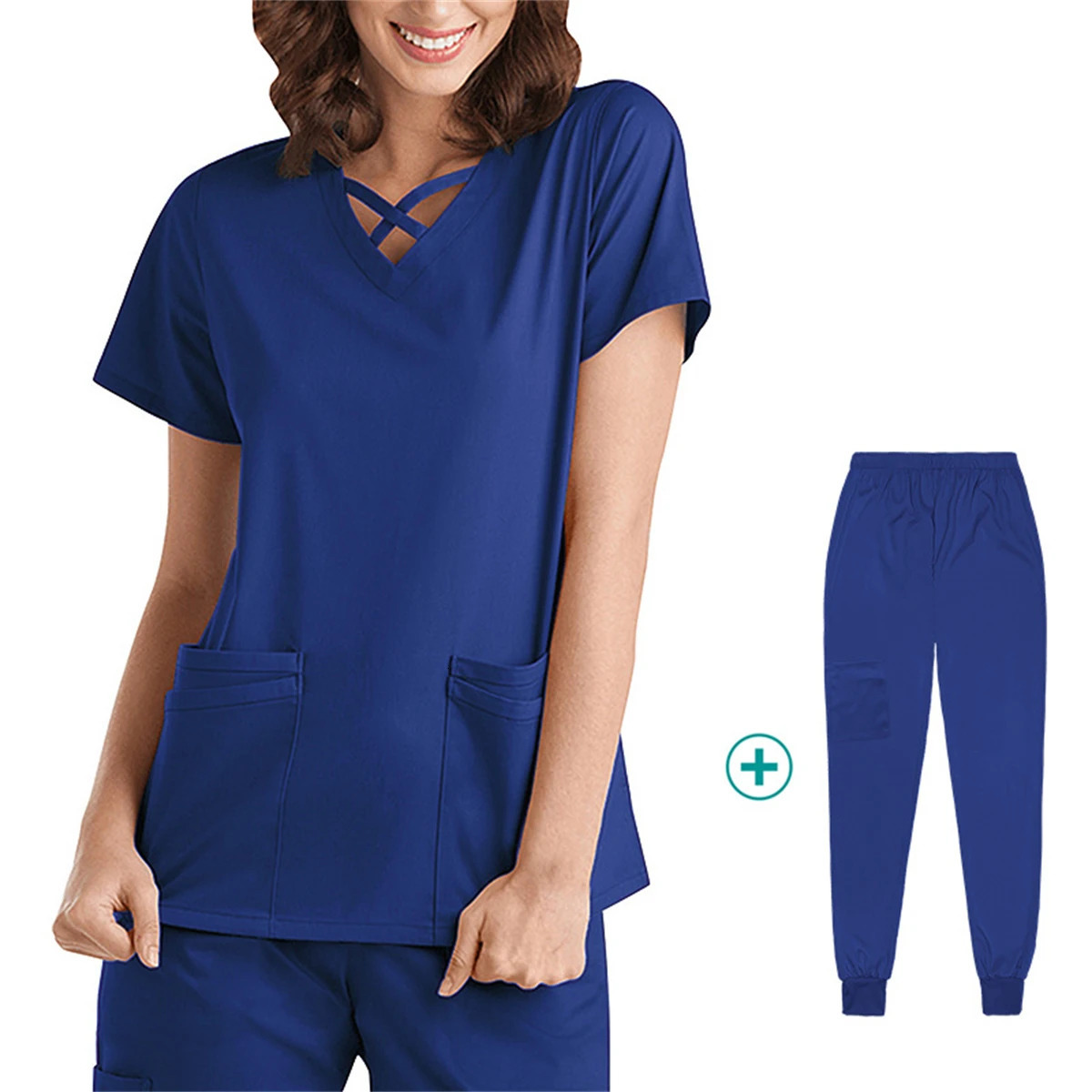 Uniforms Women V Neck Top Elastic Waist Pant Nurse Doctor SPA Salon Nursing Clothes Oral Uniform Operating Gown 250402
