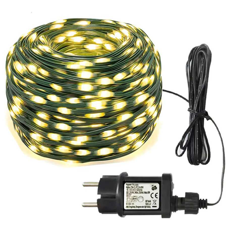 24V Waterproof LED Green Cable String Lights Outdoor 10/20/50/100M Christmas Fairy Lights Garland for Garden Wedding Party Decor W251107