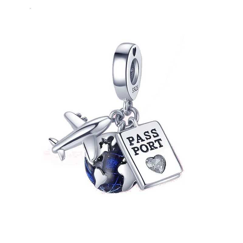 925 Silver Blue Earth Plane Ball Love Travel Dangerous Charm Bead Suitable for Original European Bracelet Necklace JewelryXJ251107