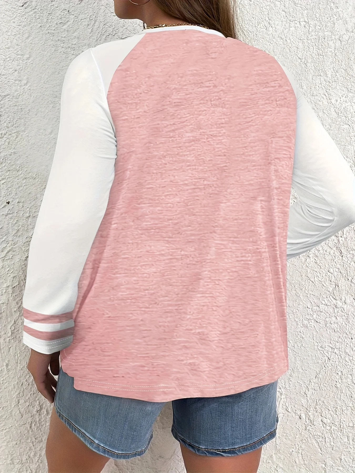 Large size elegant casual womens Tshirt fashionable loose warm long sleeved holiday weekend 250407