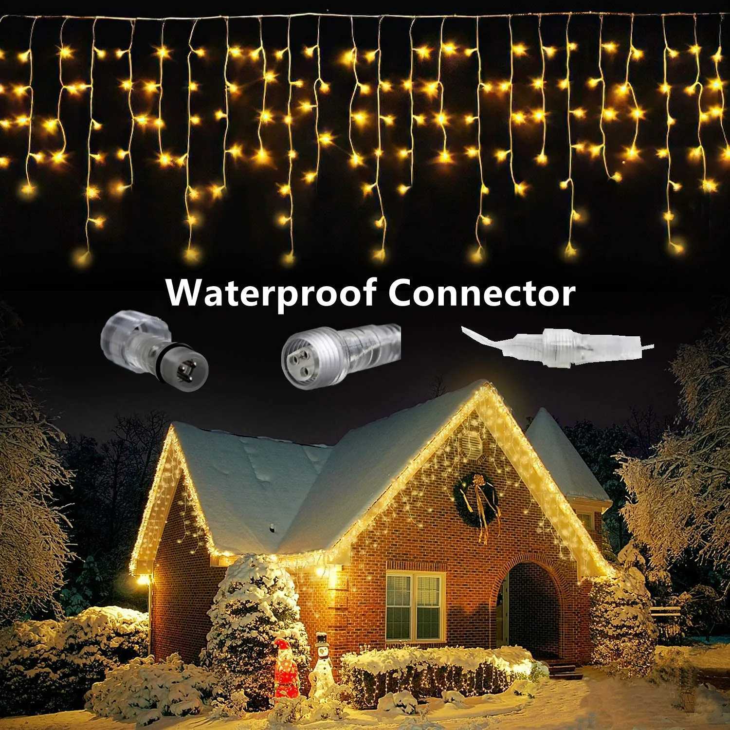 Street Garland On The House Christmas Decorations Ornaments LED Festoon Icicle Curtain Light Droop 05/06/07M EU Plug New Year W251107