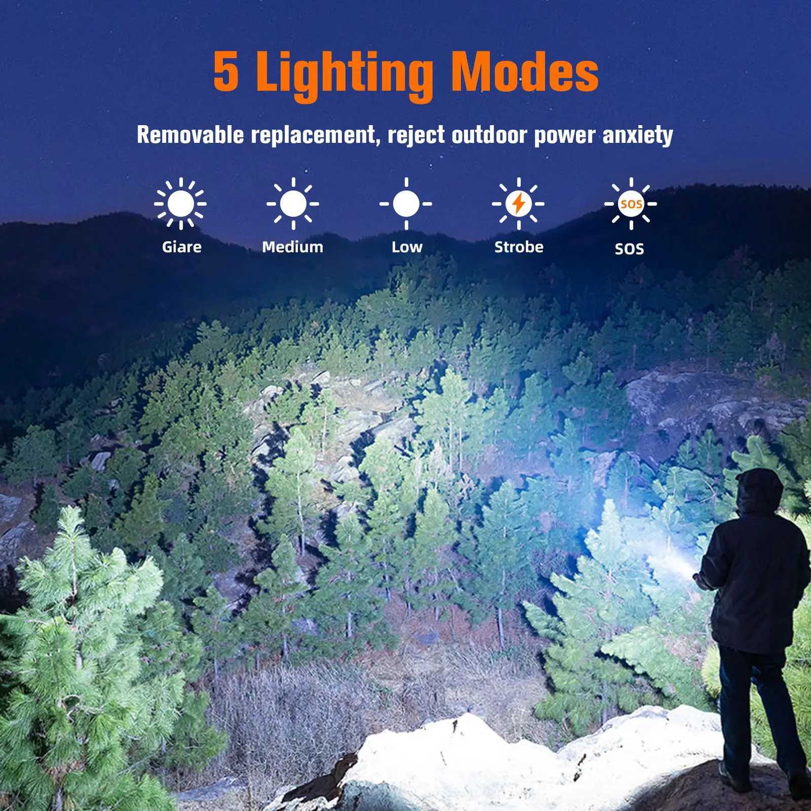 SUPERFIRE MI80 EDC Tactical Flashlight Super Bright LED Torch 5 Modes Portable Camping Outdoor Lighting Waterproof LanternW251106