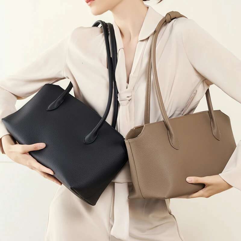 Toptrends Cowhide Genuine Leather Large Underarm Shoulder Bags For Women 2025 Designer Shopper Tote Work Ladies Handbags