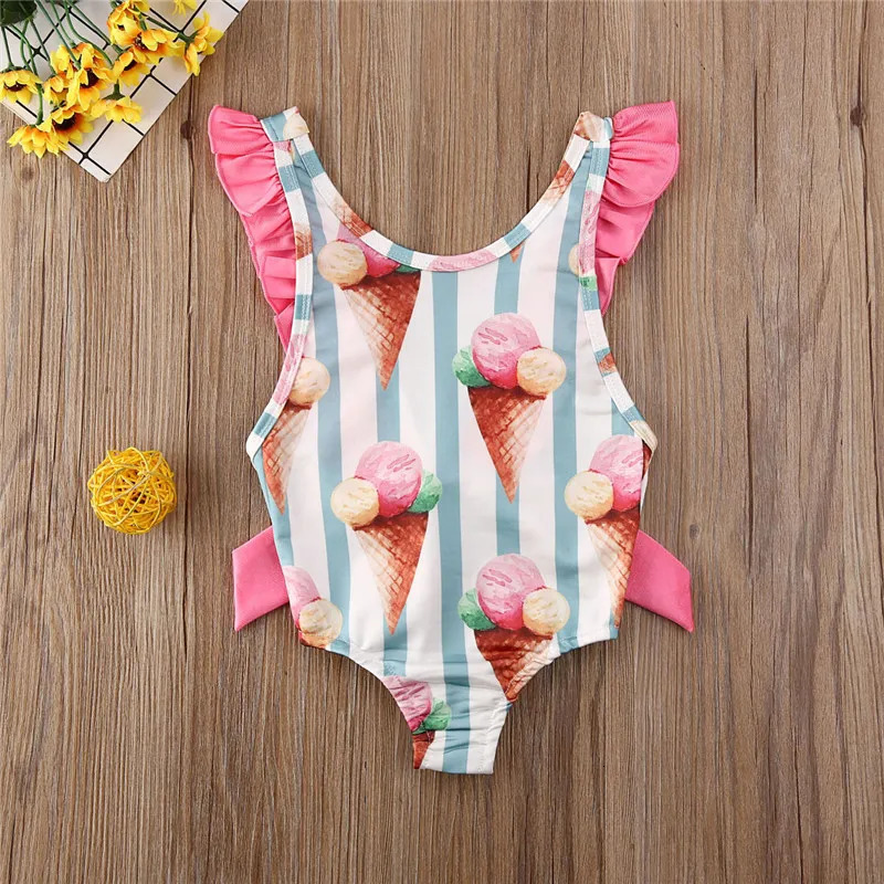 Toddler Girls Swimsuit For Kids 1-4 Year Striped Swimwear Swimming Children Backless Bikini born Baby One Piece Bathing Suit 250407