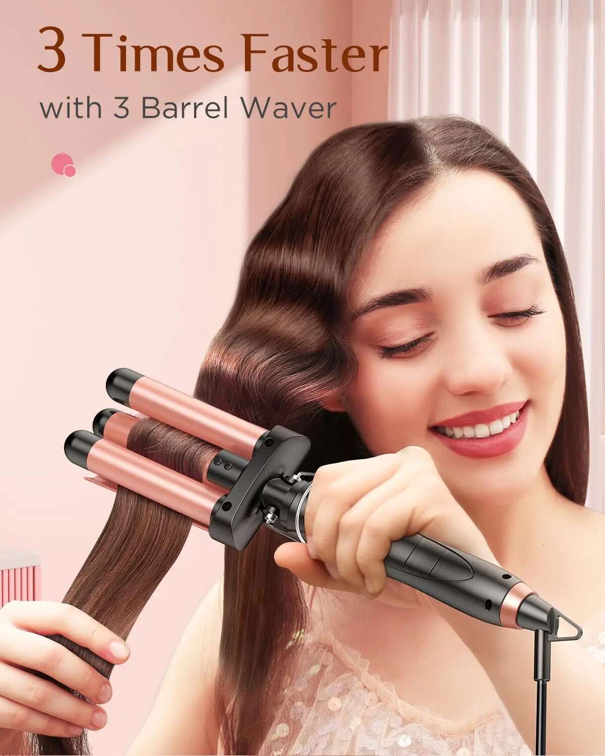 BESTOPE PRO 5 In 1 Iron-Curg Wand Set With Straightener, Barrels Hair Crimper Iron, 3 Ceramic Curg Iro