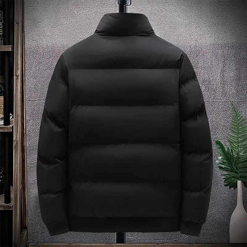 Self-heating down jacket for men solid windproof pleated down jacket with stand-up collar classic warm winter jacket for menT251107