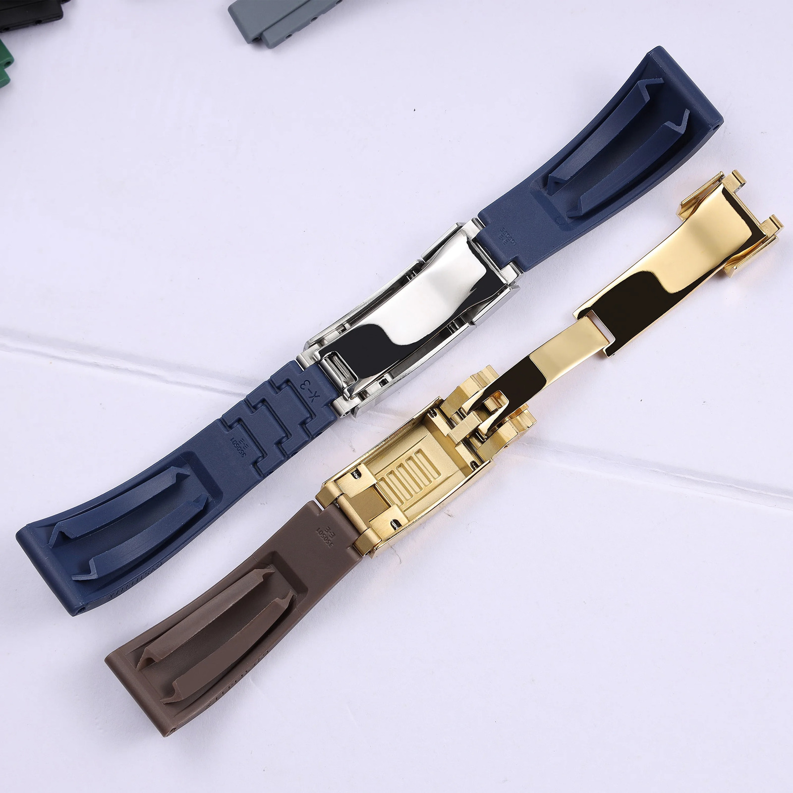 high quality 20 21mm black blue rubber watchband strap for Rolex Submariner Daytona GMT Oyster Datejust Silicone Wrist Bracelet 251107
