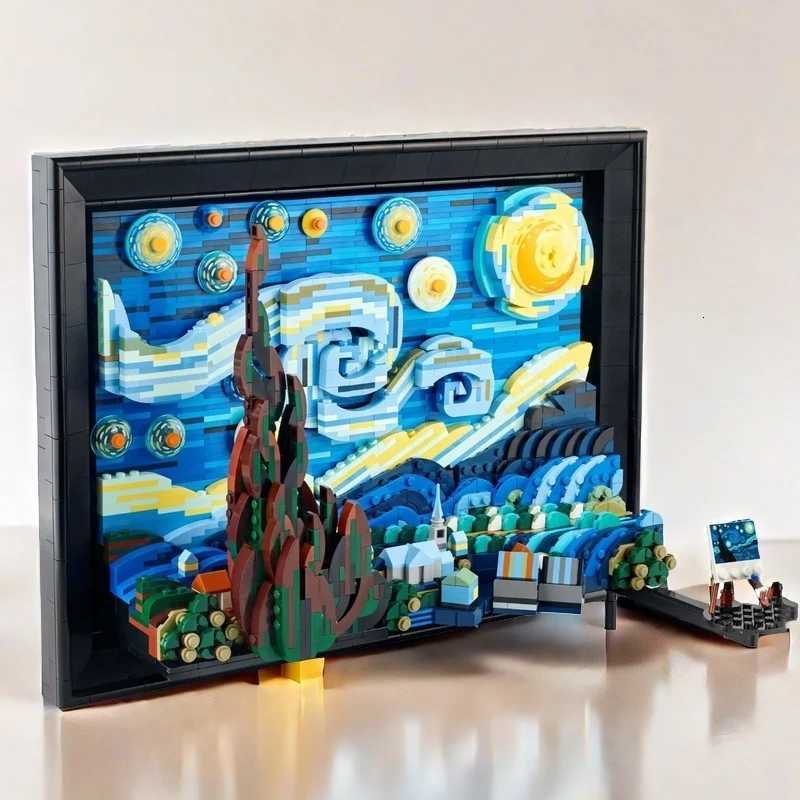 2316PCS Ideas Vincent Van Gogh The Starry Night Painting Building Blocks Art Craft Assemble Bricks Toys Gift For Adult Kids Y251107