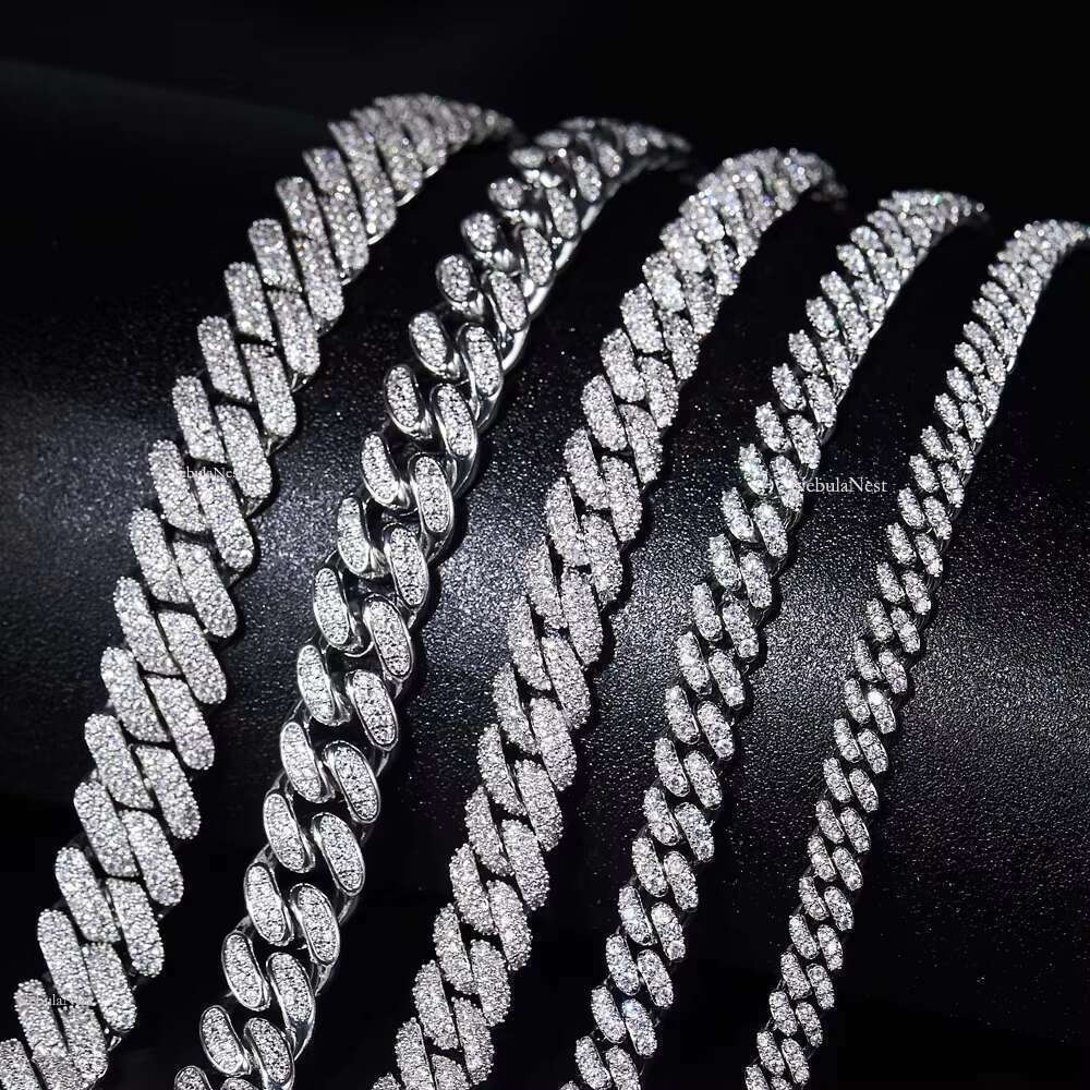 Carbon necklace ice out pure sier carbon silica Cuban chain hip-hop accessory