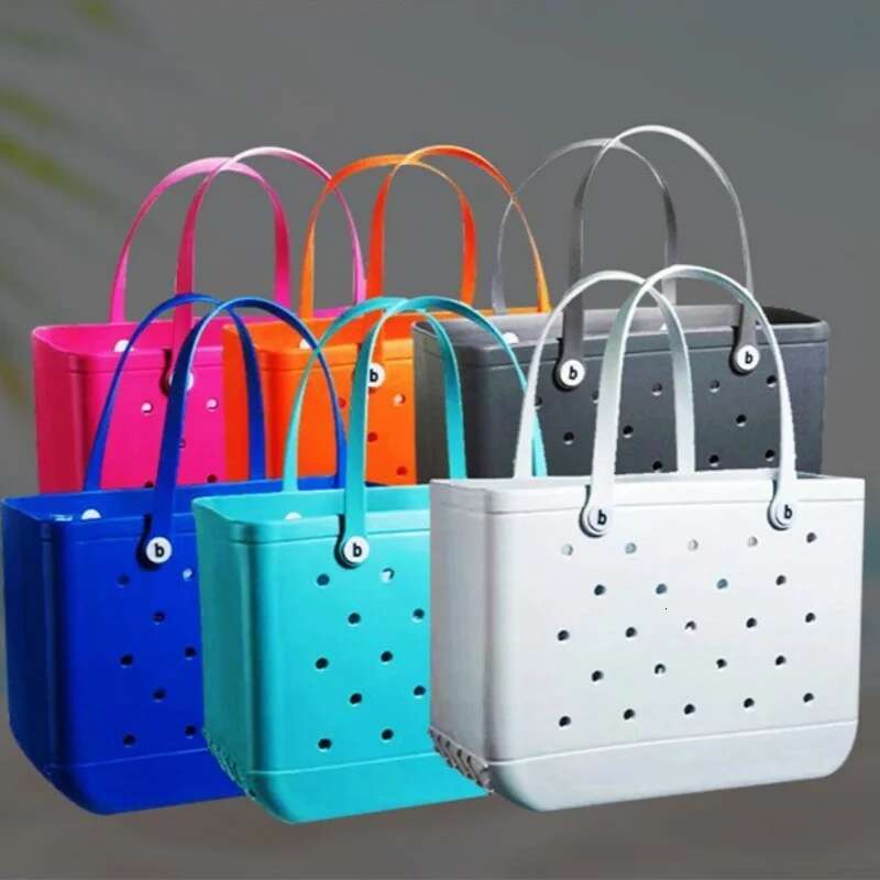 Large Eva Bag Fashion Mommy Diaper Storage Baskets Summer Rubber Tote Solid Color Jelly Beach Bags Sundries Organizer