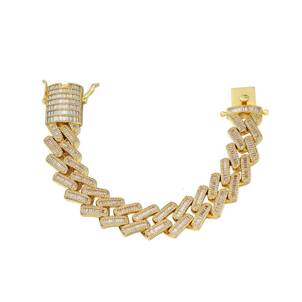 New Design Fashion Jewelry Gold and Silver Plated Brass High Quality Hip-hop Moissanite Chains for Men Bracelet
