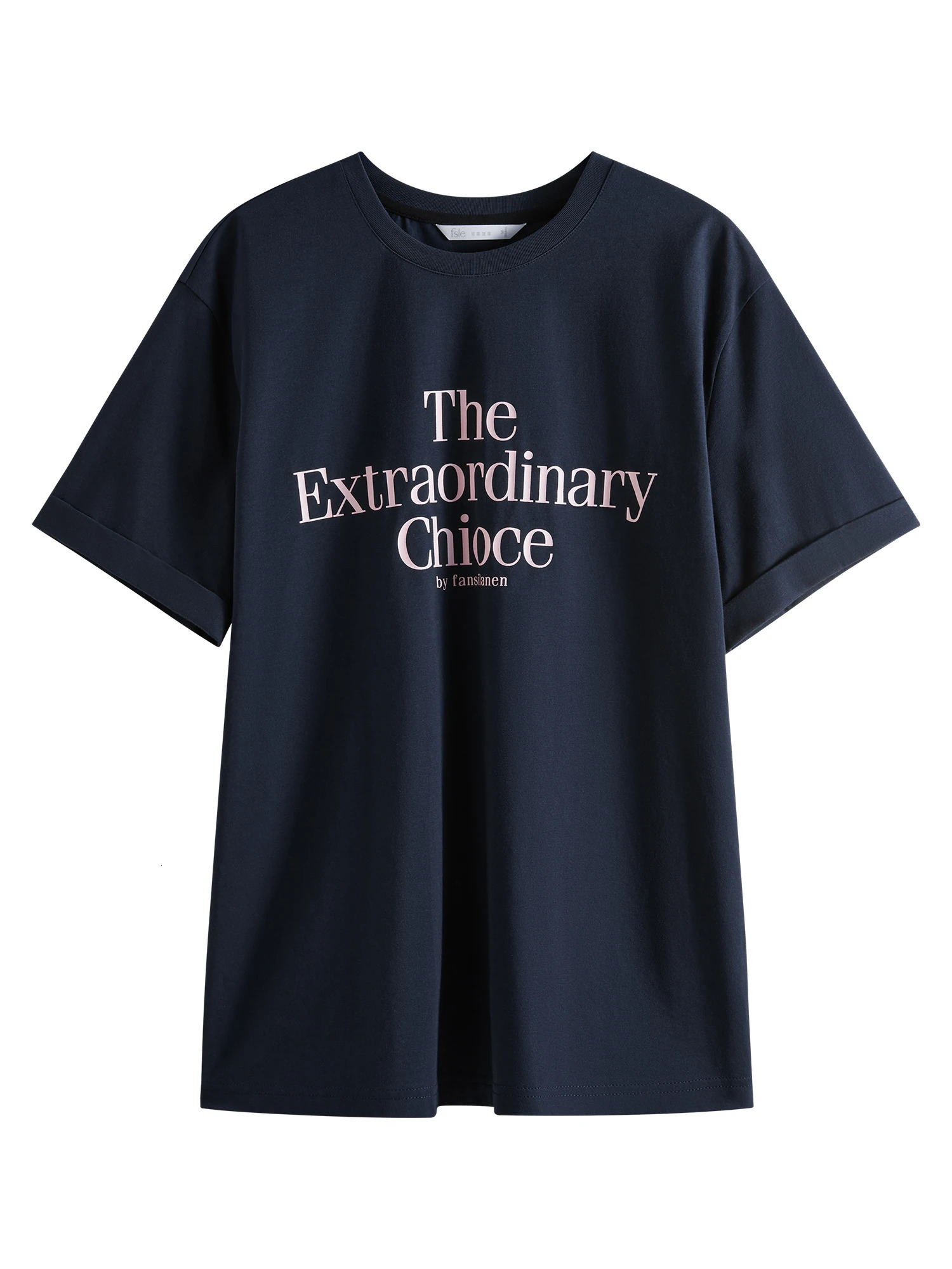 FSLE round neck casual full matching letter womens short sleeved Tshirt summer vacation season fashionable top 25FS12211 250407