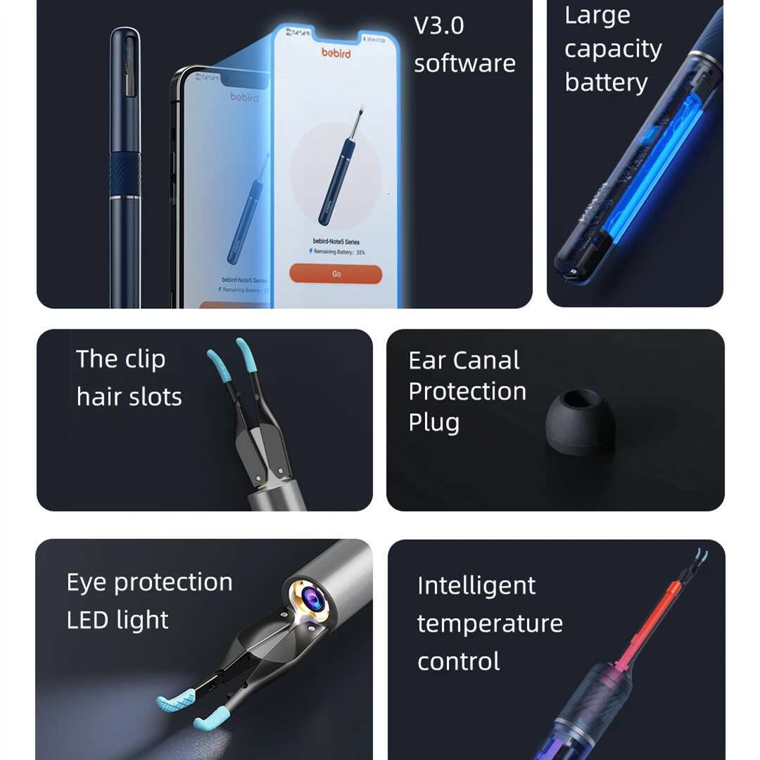 Bebird Note5 Smart Visual Sticks Endoscope Tweezers High Precision Earpick Mini Camera Otoscope Health Care Ear Cleaner