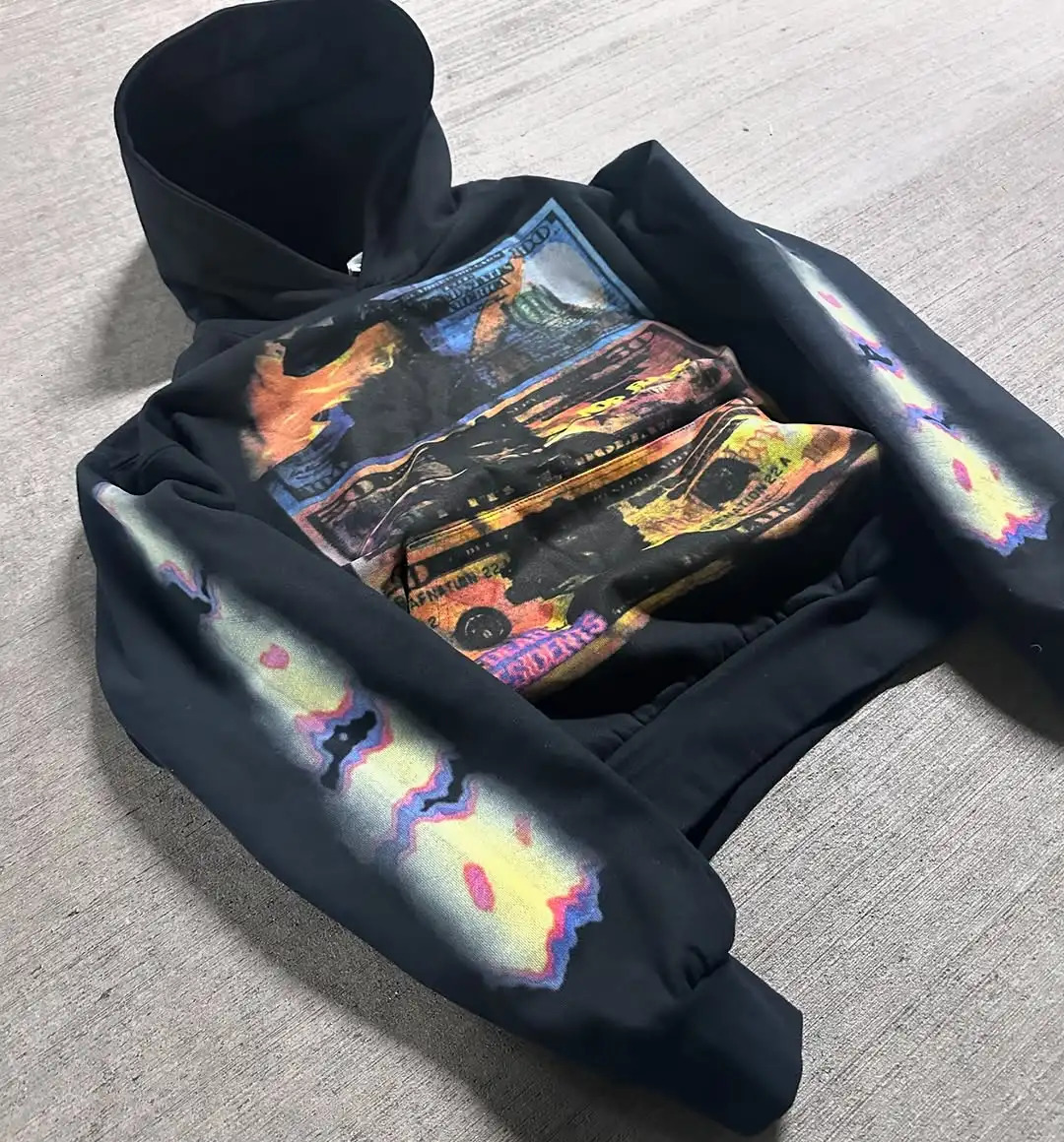 American Hip Hop Fashion Printed Hoodie Mens Y2K Street Retro Harajuku Featured Jacket Casual Zipper Hoodie 250403