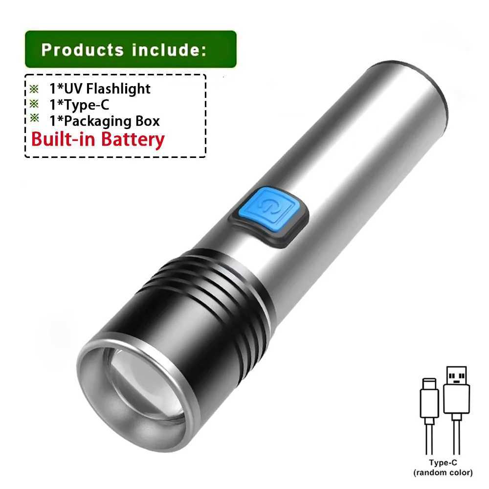 Ultraviolet Torch Black Light 3W USB Rechargeablec 365nm Cat tinea Money Ore Scorpion Detection Urine SV57 Pets UV FlashlightW251106