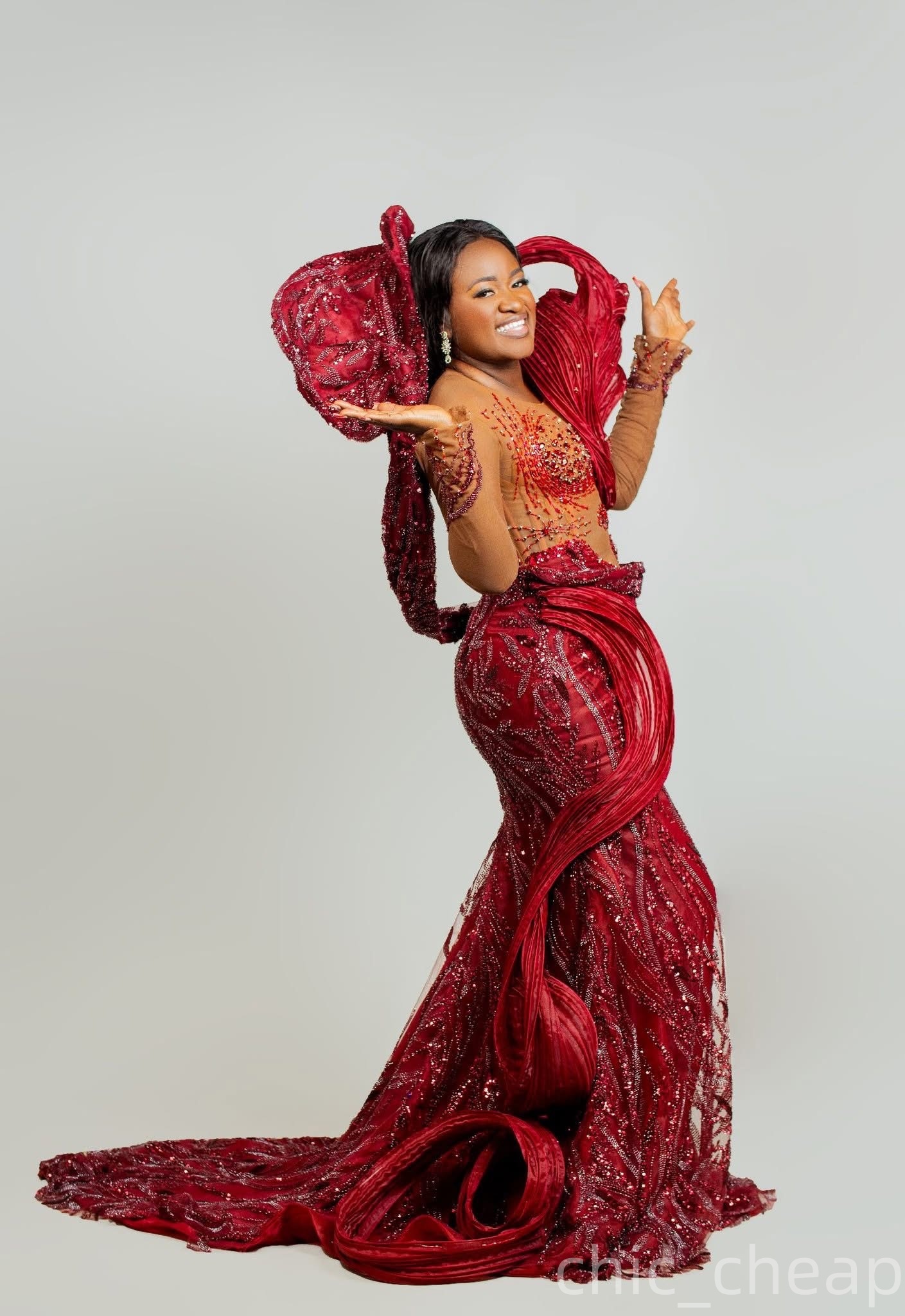 Aso Ebi Dark Red Mermaid Prom Dresses 2026 Stylish Crystals Beaded Evening Formal Party Second Birthday Engagement Gowns Plus Size Dress For Special O