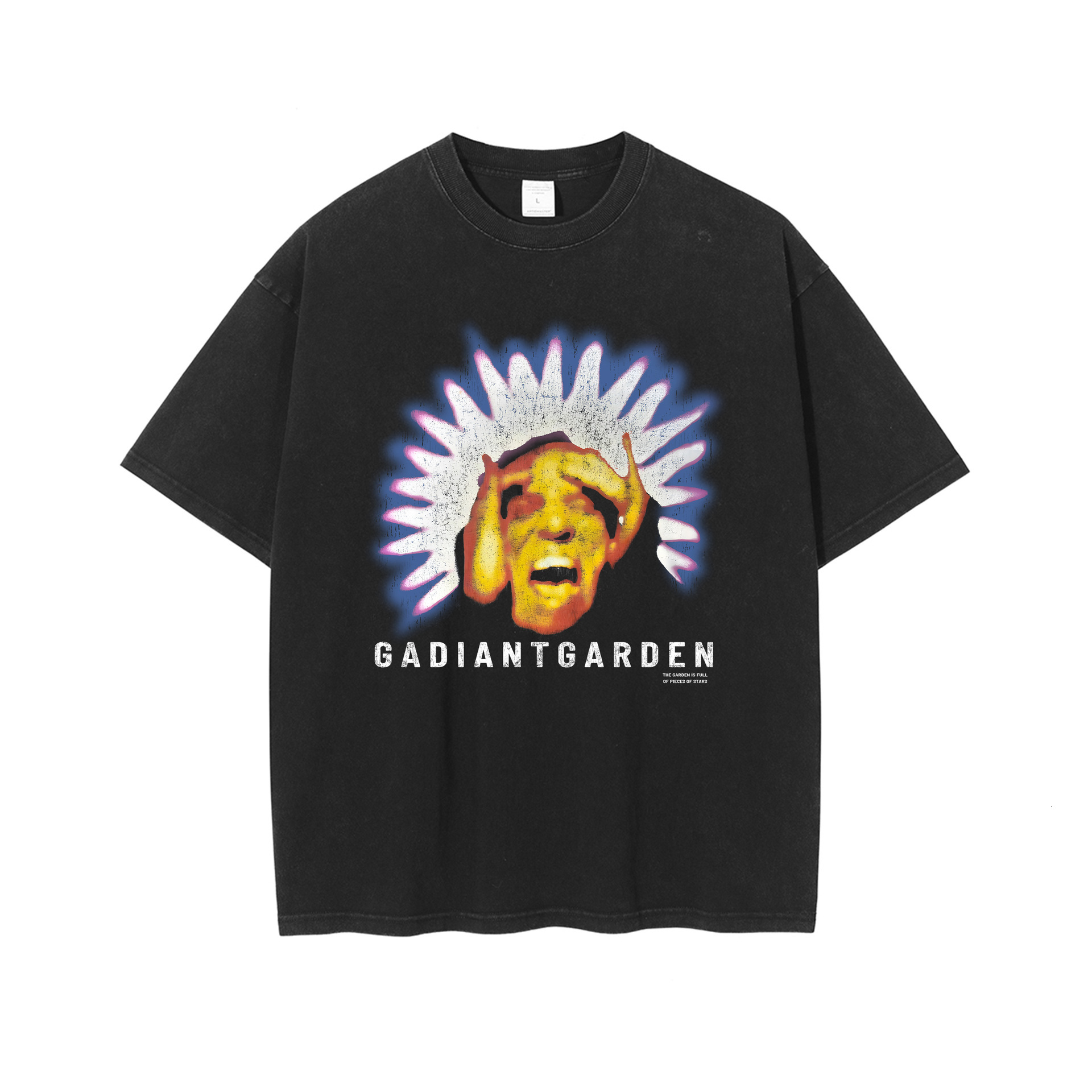 2025 Spring/Summer New Product: Washed and Used High Street Trendy Brand Men's White Ink Digital Direct Spray Printed Short Sleeve T-shirt for Me
