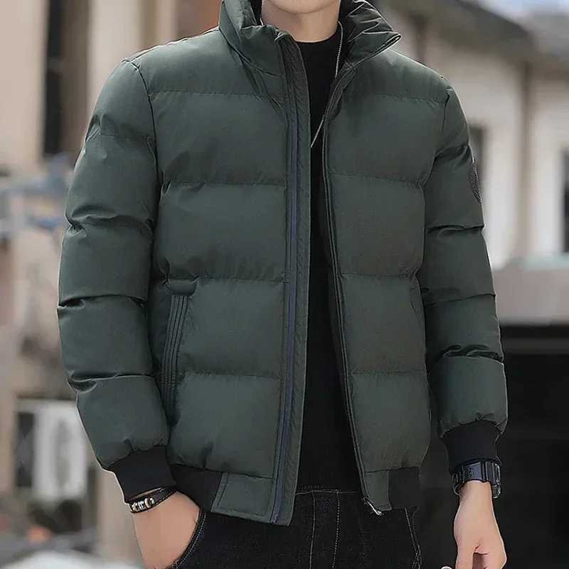 Mens Winter Parka Thickened Waterproof Warm Coat Stand Collar Streetwear Jacket Windproof Loose Fit Outdoor Zipper CoatT251107