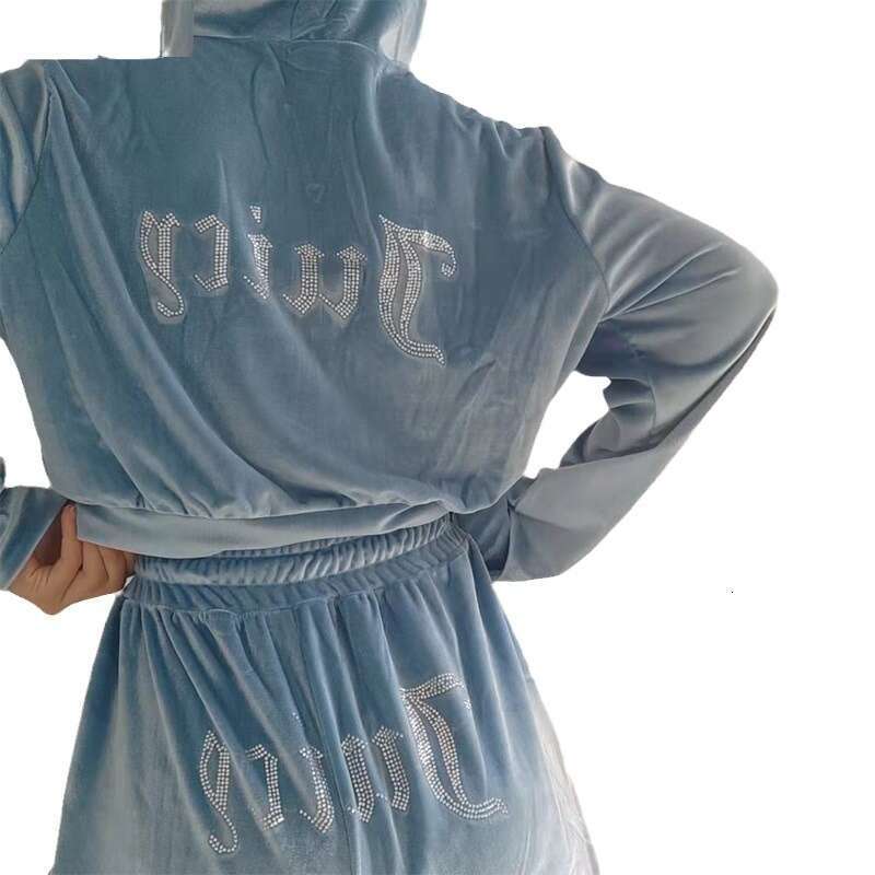 2025 Autumn Winter New Arrival Fashion Rhinestone Korean Velvet Sports Casual Two-Piece Set