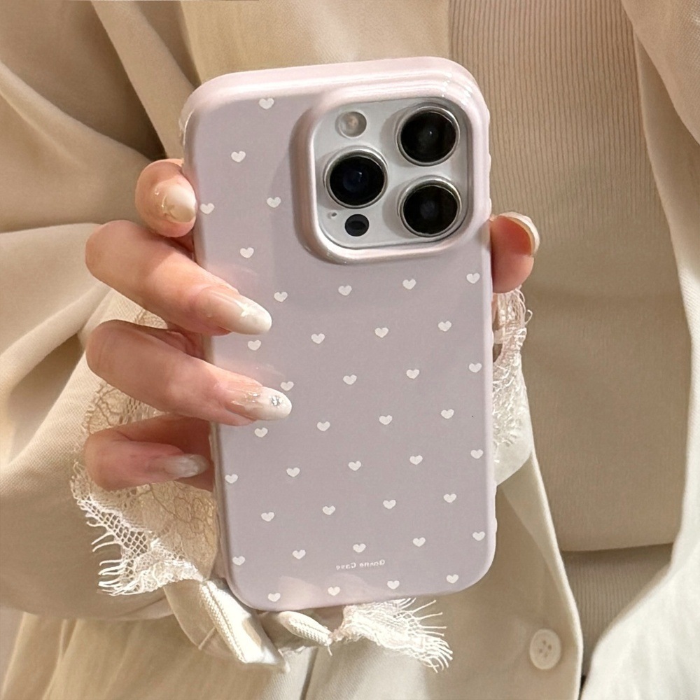 Solid Color Heart Phone Case Compatible with iPhone 17/16 Simple Full Coverage Personalized 15/14 Pro Max