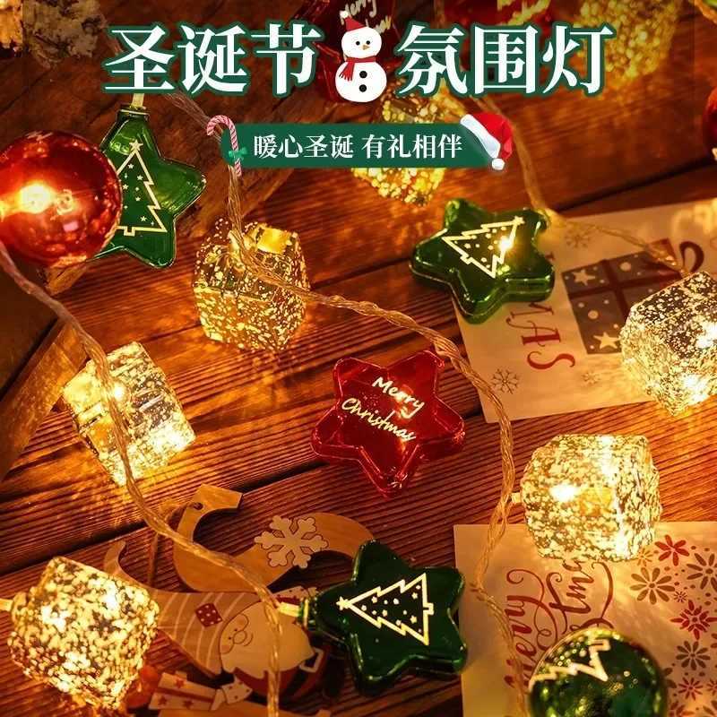 Christmas Light String Santa Cluas Candy Cane Snowman Lamp Xmas Tree Light Strings Hanging Ornaments Merry Christmas Decor 2025 W251107