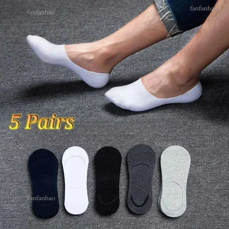 Men Cotton Socks Breathable Invisible Boat Socks Nonslip Loafer Ankle Low Cut Short Sock for Leather Sports Shoes SoxX240923
