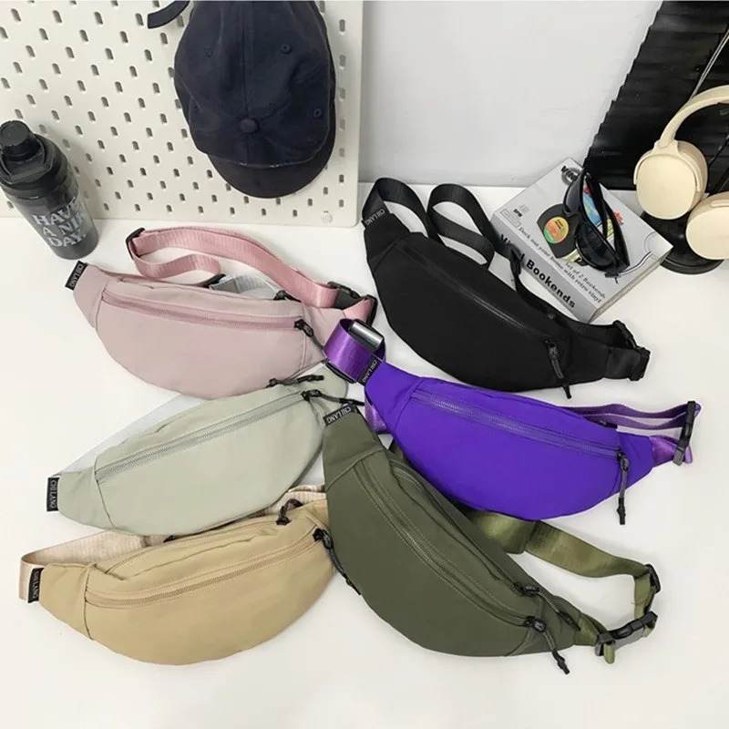 Outdoor multifunctional leisure sports hip-hop bag mens pink purple cross body bag tactical technology clothing style Fanny bag 250402
