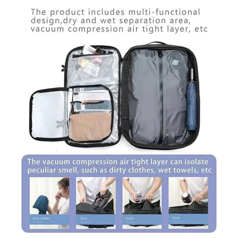 Vacuum Compression Travel Backpack For Men 17In Waterproof Multifinonal Notebook Backpacks Anti Theft Back Bags High Quality New
