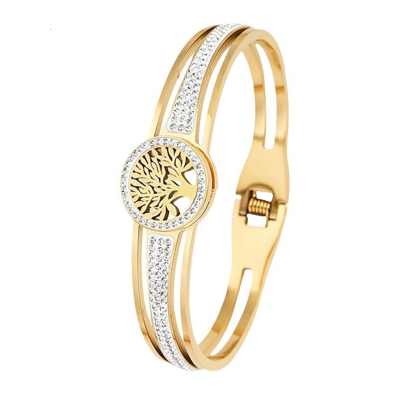 Fashion Trend Life Tree Titanium Steel Vacuum Electroplating Temperament Bracelet Hand Jewelry