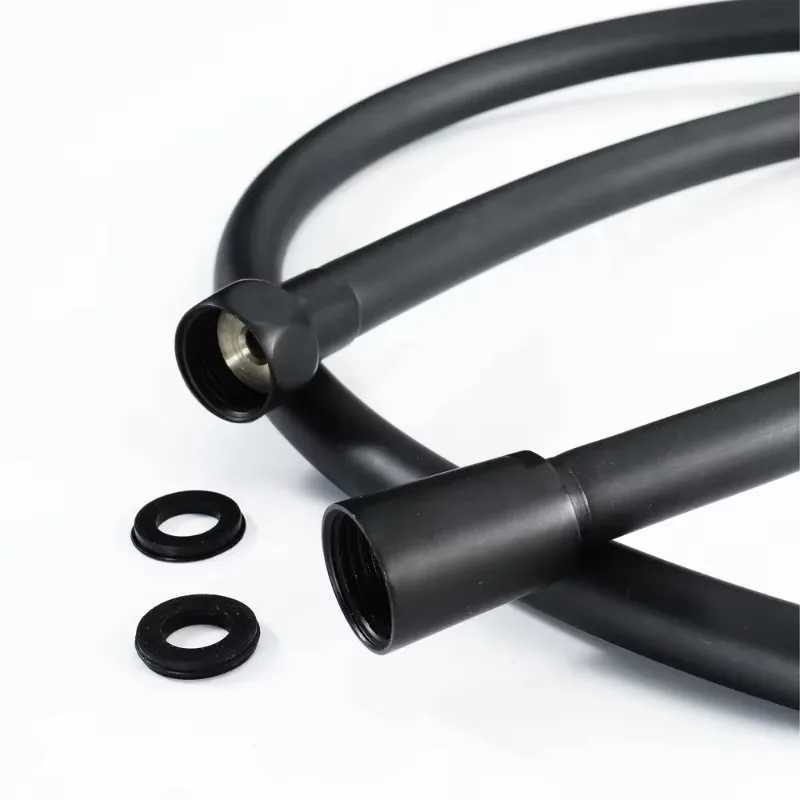 Black PVC Handheld Shower Hose Bathro GI/2 Universal Interface High Pressure Explosion-proof Faucet Hose Extension Pipe Y251107