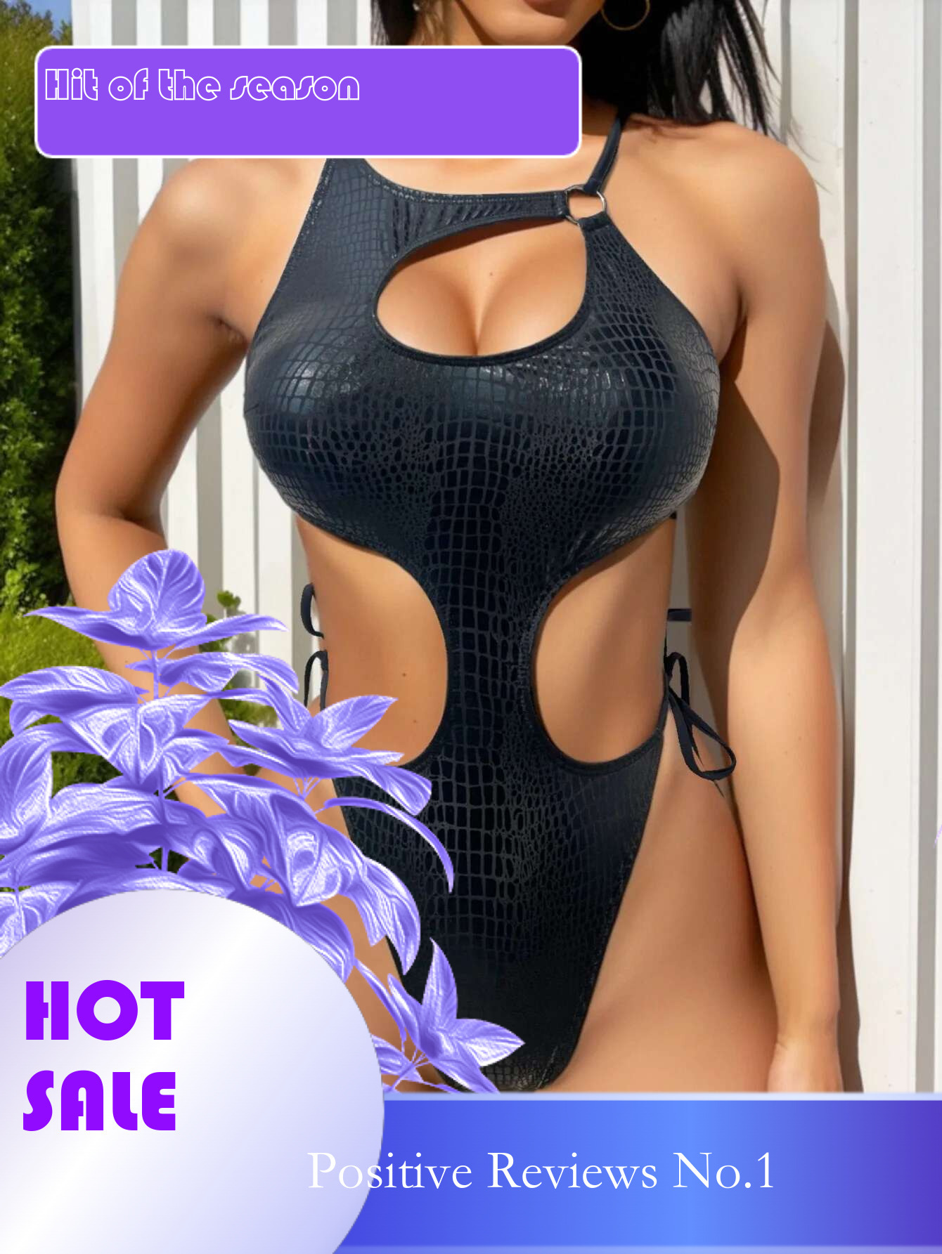 Dongdumaoyi Sexy Black Snakeskin Print Swimwear Women Hollow Out Bandage Cross Backless Thong Bikini Beach Bathing Suit One Piece Swimsuit