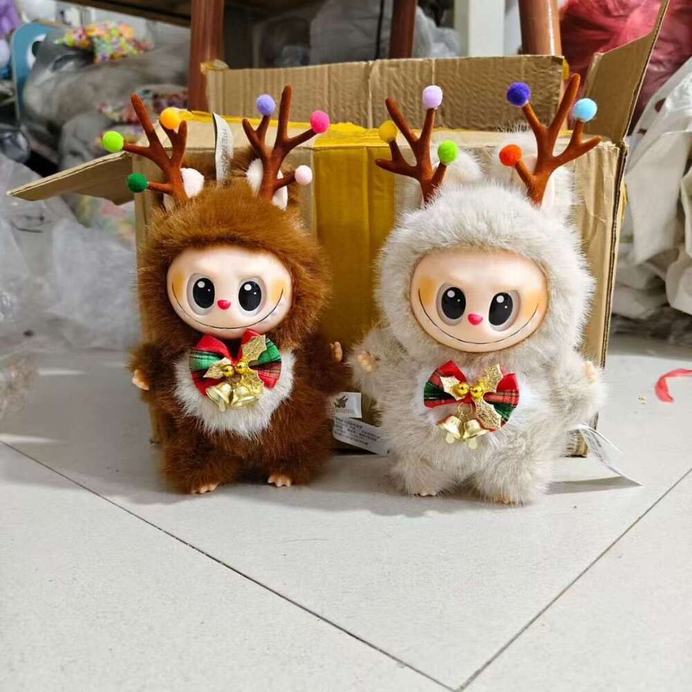 Hot-Selling Christmas Reindeer Plush Cute Vinyl Labubu Pendant Doll Claw Machine Toy