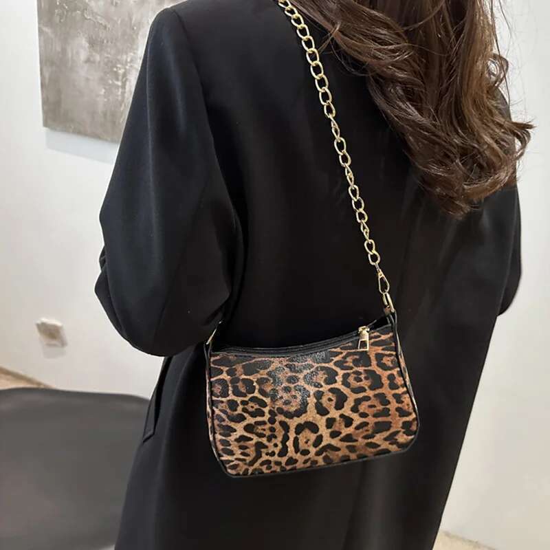 Shoulder Leopard Pattern Women, Fashion Chain Strap Crossbody Bags Designer Casual Ladies Handbags For Commuting Women,