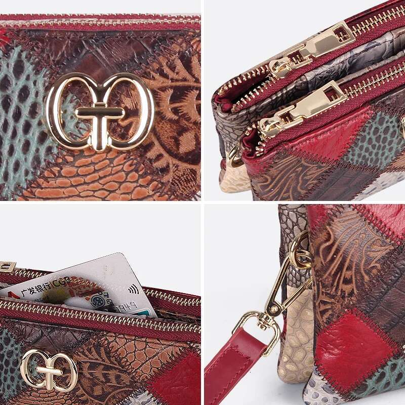 Women Shoulder Bags Genuine Leather Fashion Brand Ladies Cowhide Clutch Bag Design Trend Wallets For Female Double Zipper