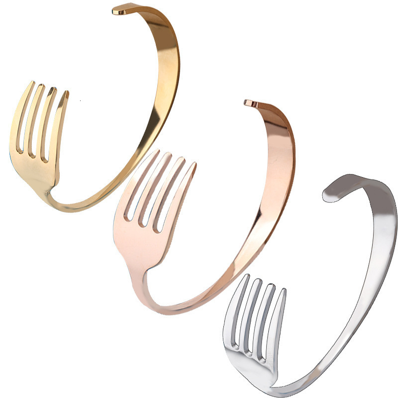 Top Source New Fashionable C-shaped Open Fork Bracelet for Men Women, Simple and Versatile Jewelry