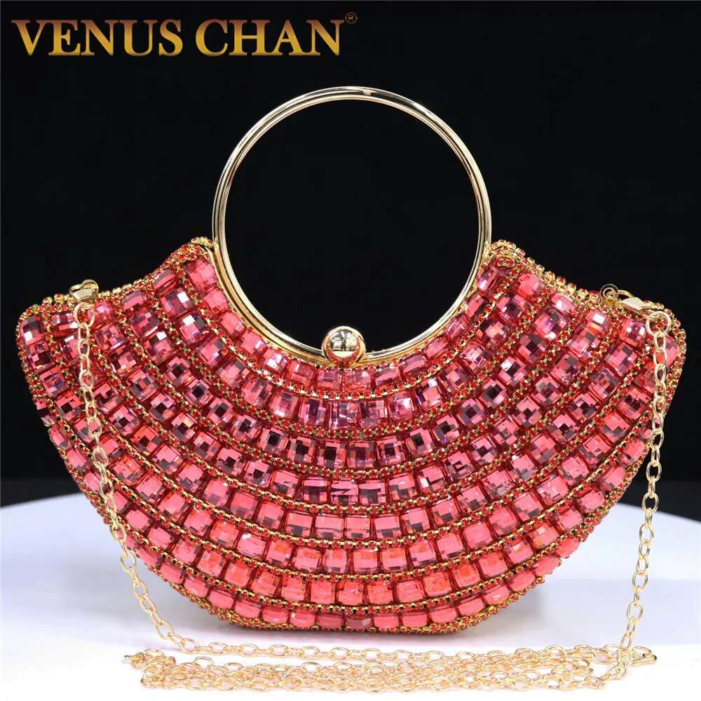 Handle Rhies Evening Clutch Bags Shoulder Chain Full Dia Design Party Women's Wallet Wedding Handbag