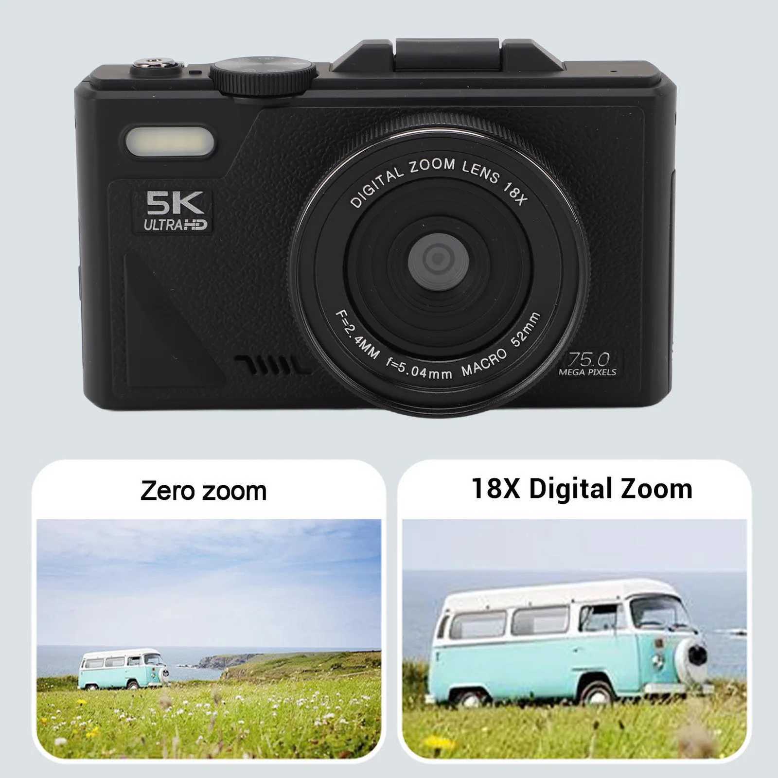 5K Digital Camera 75MP HD 18X Digital Zoom Autofocus Retro Mirrorless Camera with 3 Inch Screen for Travel PhotographyW251107
