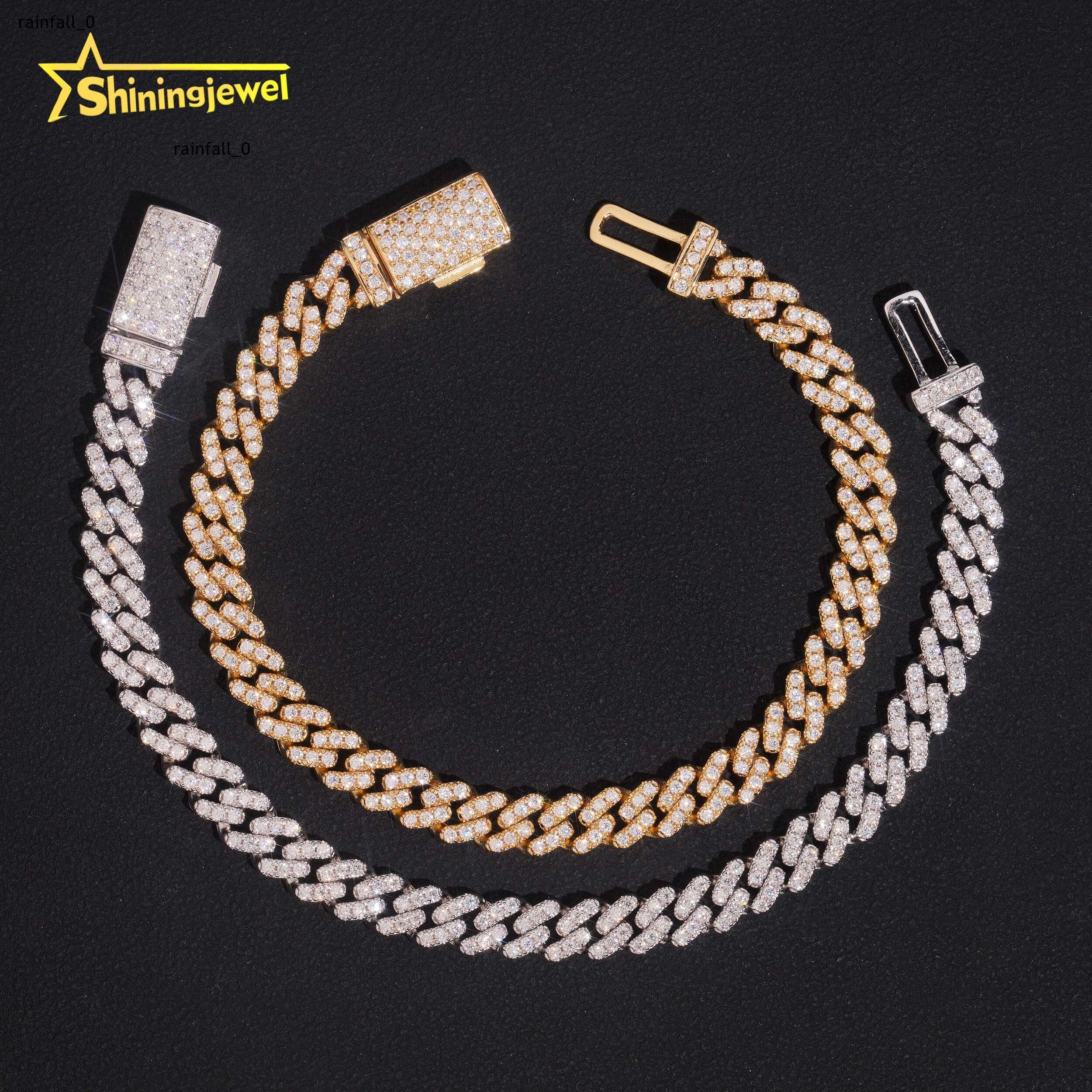 Fine Jewelry 925 Sterling Silver Cuban Link Chain 6MM High Quality Pass Diamond Tester Moissanite Cuban Link Bracelet Men