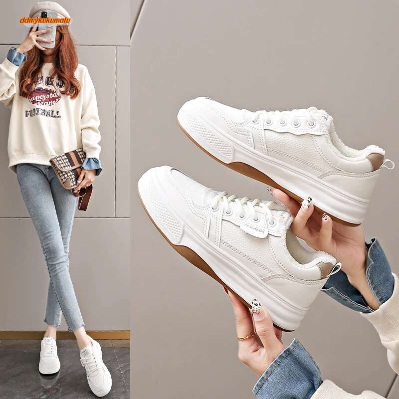 Women's Thick Sole Sports White Velvet Cotton Acts, New Stylish Design 2025, Suitable For Outdoor Activities, Work Acts #ddmykukumalu