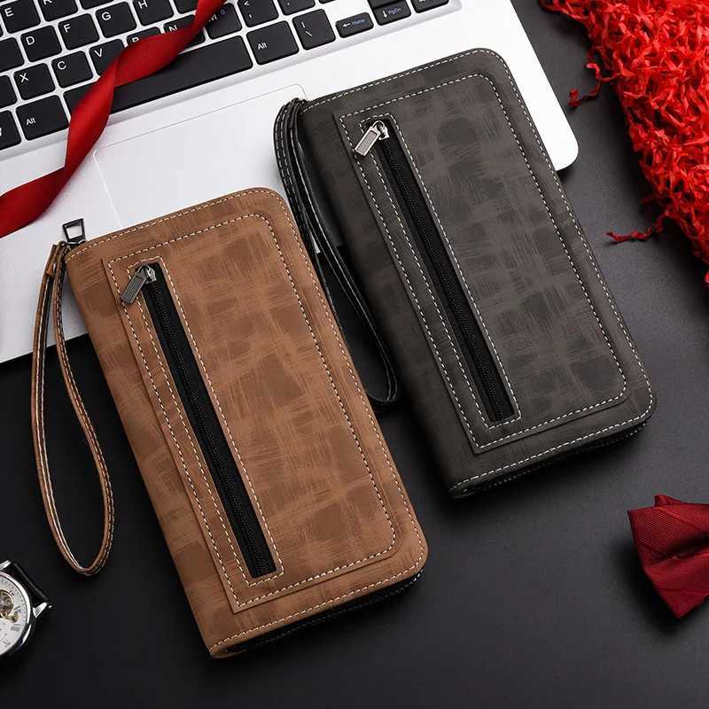 Mens Long Wallet Vintage Zipper Coin Purses Card Holder Business Clutch Bag Phone Money Purses Porable PU Leather Wallet H2511071