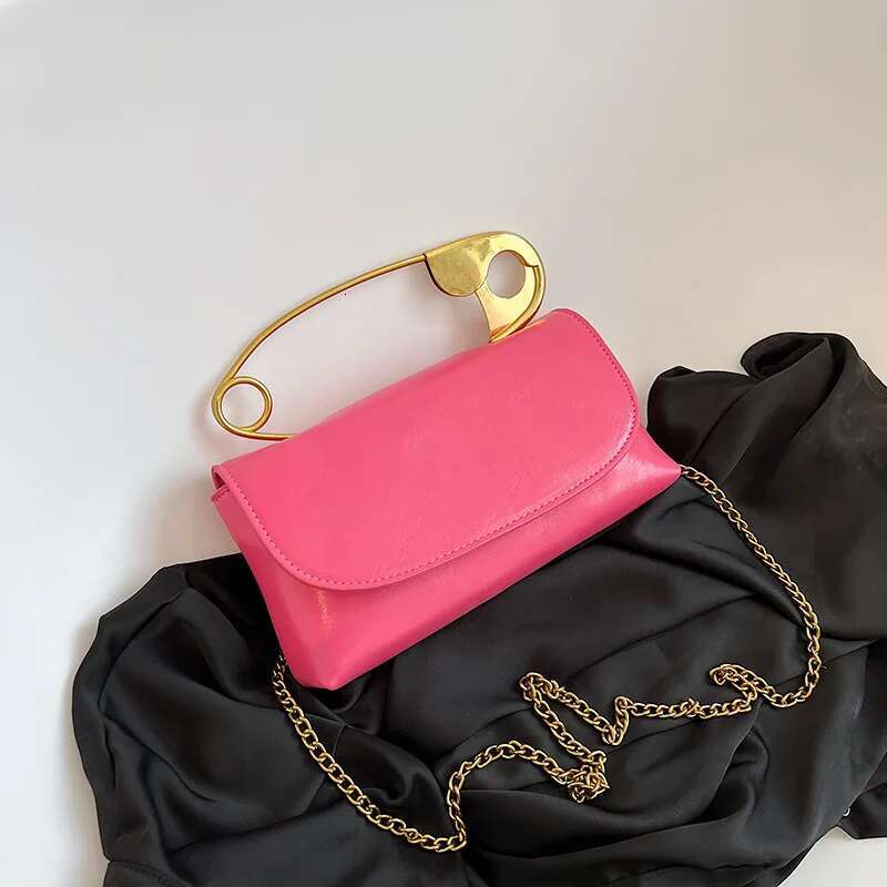 Niche Pin Design Crossbody Bags For Women Black Pink Female Purses And Handbags Chain Sg Ladies Chic Clutch Bag Bolsa