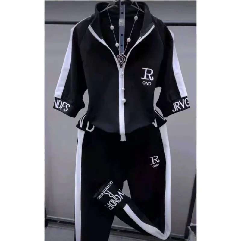 2025 Summer New Women's Tracksuit Loose Fashion Casual Short Sleeve Hooded Top Pants Two Piece Sets Sweat Suit For Women Clothes