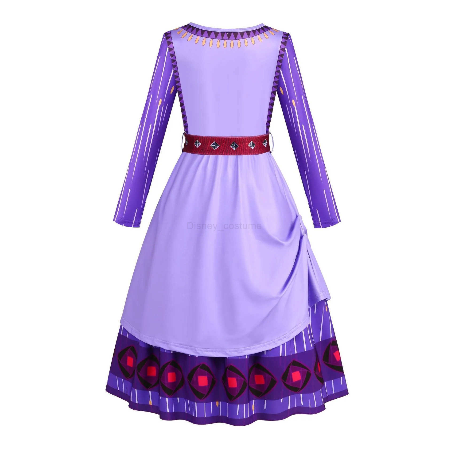 Disney Asha childrens clothing girl role-playing carnival Christmas and Halloween girl makeup stage performance birthday party costumes X250408