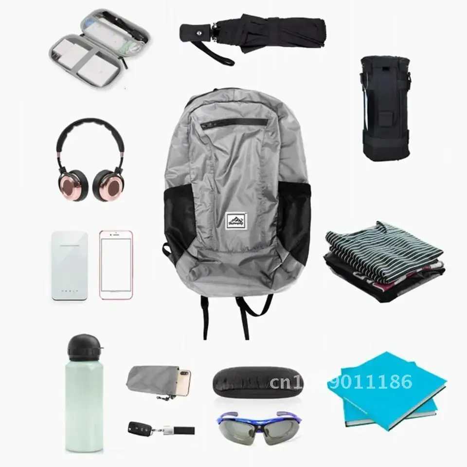 18L Ultrght Foldable Backpack Waterproof Nylon Packable Travel Hiking Cycling Bag 24x16x41cm Lightweight Outdoor Travel BagC250407