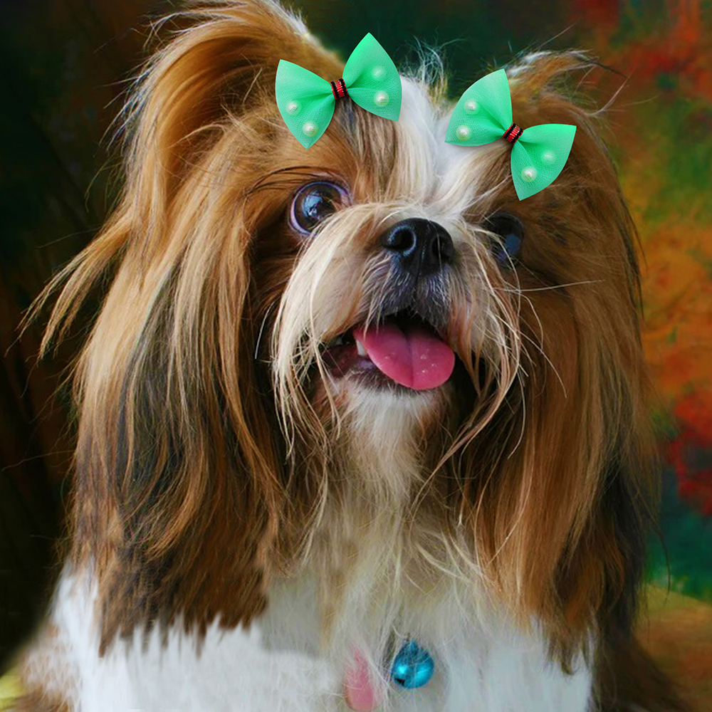 20pcs Lace Pet Dog Hair Bows for Small Dogs Flower Dog Bow Dogs Girls Rubber Band Bows Pet Hair Grooming Accessories Supplier