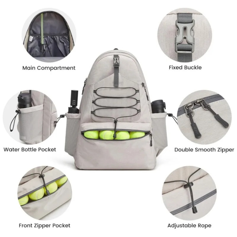 Tennis Bag Portable Tennis Backpack Large Capacity Ball Pack Racket Storage Daypack Outdoor Pickleball Bag with Shoe Compartment 250402