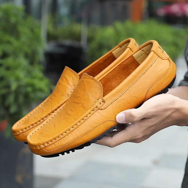 Genuine Breathable Mocasines Casual Loafers Leather Shoes For Men Slip On Formal Italian Driving Flat Chaussure Homme