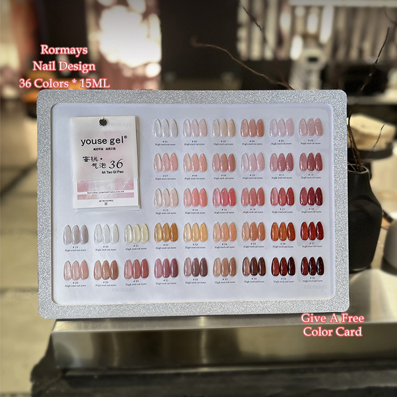 Rormays ice transparent nude gel polishing 36PCS mixed varnish jade grease semi permanent pink ultraviolet LED salon base paint finish nail factory wh
